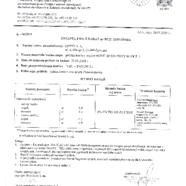 nice - odpornosc na tarcie PN-EN ISO 105 X12